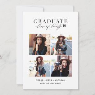 Clase moderna de la invitación de graduación de fo