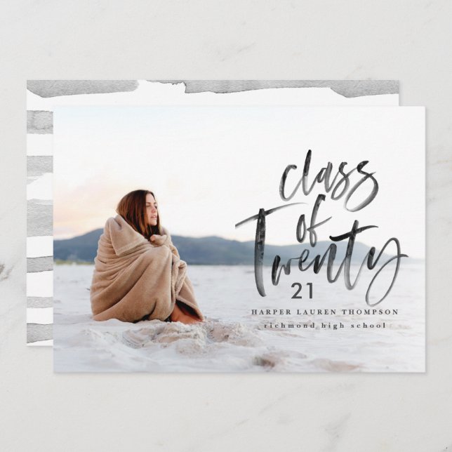 clase moderna de tipografía invitación de graduado (Anverso / Reverso)