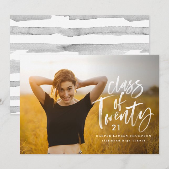 clase moderna de tipografía invitación de graduado (Anverso / Reverso)