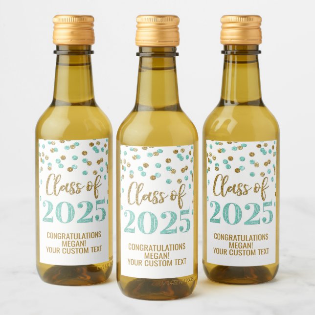 Clase Purpurina Turquesa de Oro de 2025 Graduación (Botellas)
