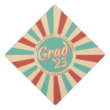 Clase Retro Groovy Peachy Grad de 2023 Nombre pers