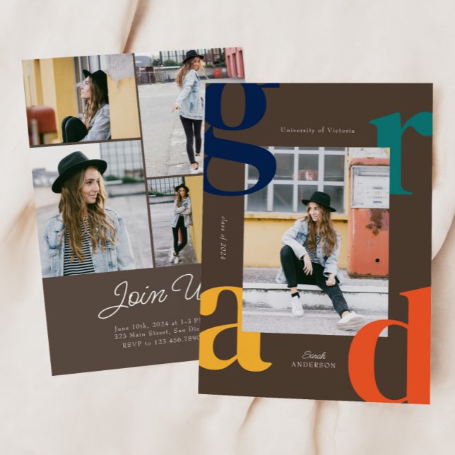 Clase retro negrita de la invitación a graduación  (Subido por el creador)