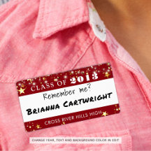 Clase Reunión Red Gold Stars Etiqueta de nombre