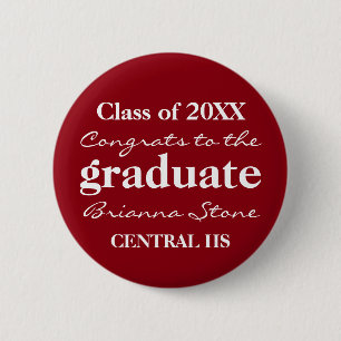 Clase roja y blanca del botón de graduación 2017