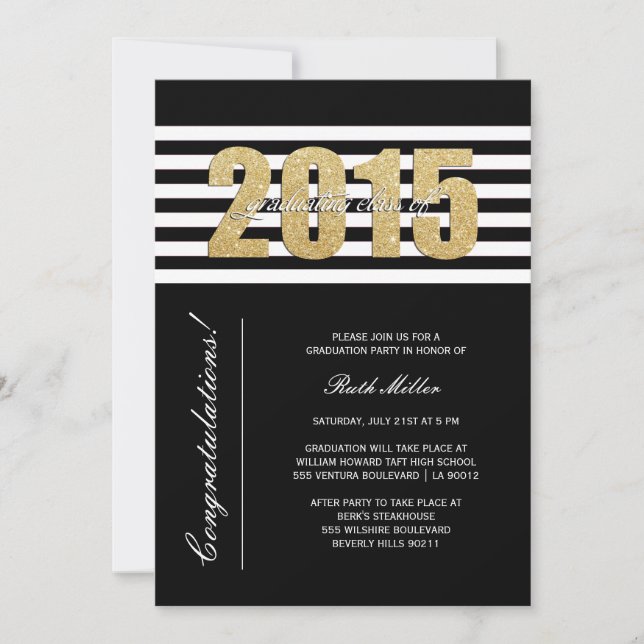 Clase tachada de 2015 Invitación a graduación (Anverso)