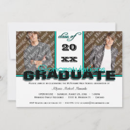 CLASE verde azulada de invitación de la fiesta de