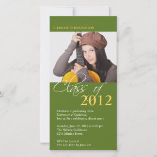 Clase verde de tarjeta de invitación de foto para 