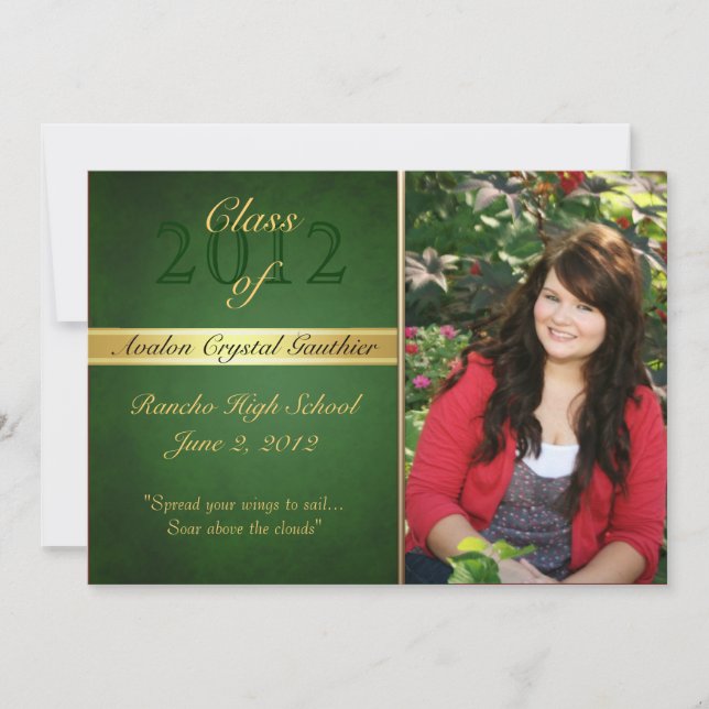 Clase Verde Vintage De Invitaciones A La Graduació (Anverso)