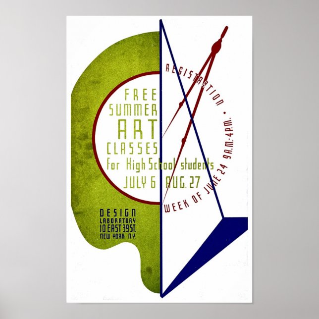 Clases de arte de verano gratuitas - Poster antigu (Frente)