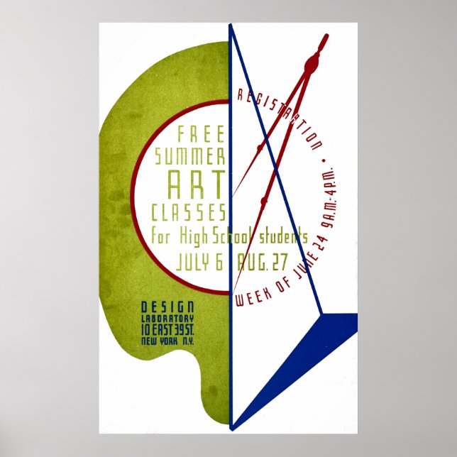 Clases de arte de verano gratuitas - Poster WPA - (Frente)