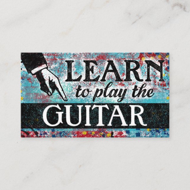 Clases de guitarra tarjetas de negocios - Rojo azu (Anverso)