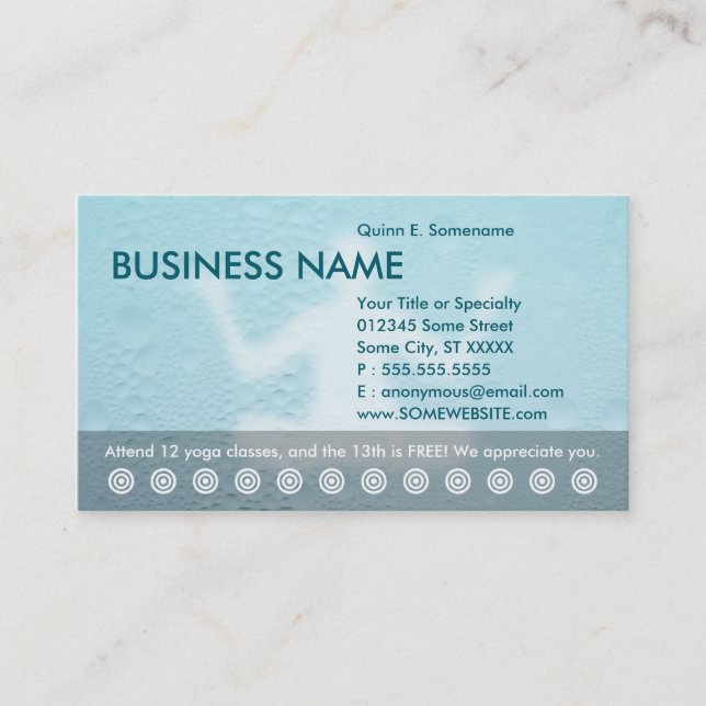 clases de yoga tarjeta de punteo (Anverso)