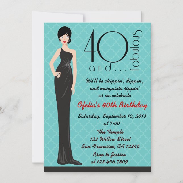 Clásica 40ª Invitación de cumpleaños (Anverso)