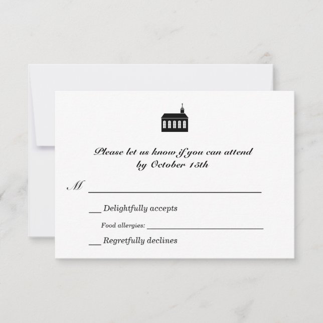 Clásica Bilingüe Chapel Wedding RSVP (Anverso)