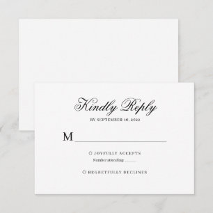 Clásica blanca y negra caligrafía Wedding Rsvp