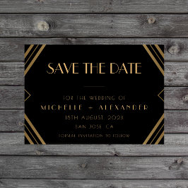 Clásica Boda Vintage Dorada Guardar La Tarjeta De 