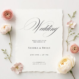 Clásica caligrafía Elegante Invitación a la boda