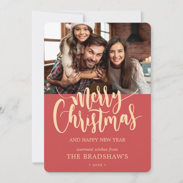 Clásica Caligrafía Foto de Feliz Navidad (Anverso)