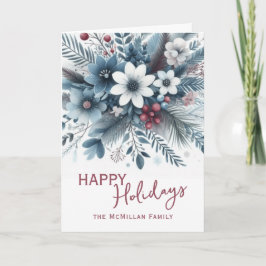 Clásica Corona Floral de Navidad en Azul Teal Oscu