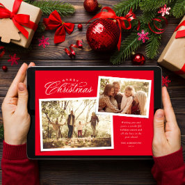 Clásica Feliz Navidad dos fotos rojas
