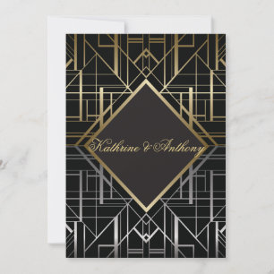 Clásica Gatsby Deco Wedding Invitación G2