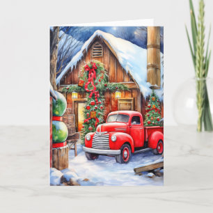 Clásica granja de invierno Feliz Navidad