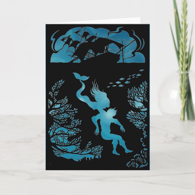 Clásica historia de hadas de sirena. Tarjeta en bl (Anverso)