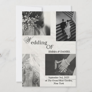 Clásica Invitación a la boda blanca y negra