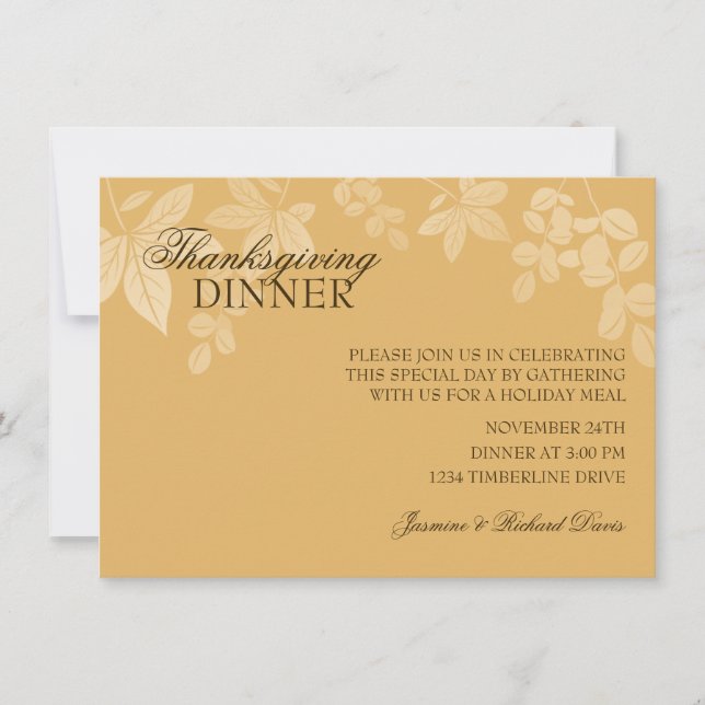 Clásica invitación a la cena de Acción de Gracias (Anverso)