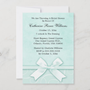 Clásica invitación a la ducha verde azul de novia