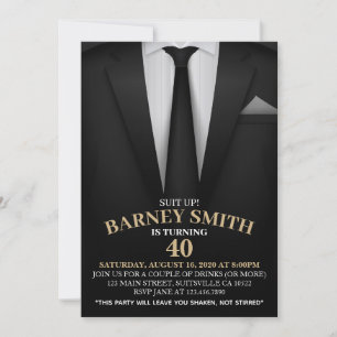 Clásica invitación a la fiesta de cumpleaños Black