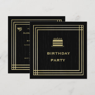 Clásica invitación a la fiesta de cumpleaños Gold 