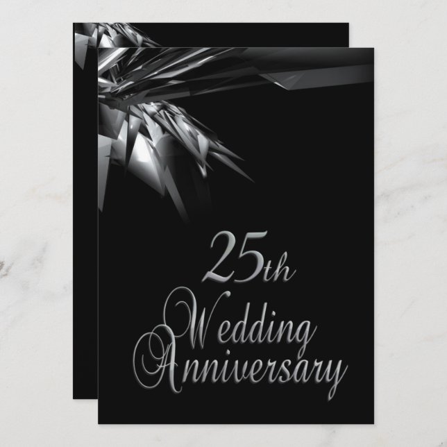 Clásica Invitación al 25º Aniversario Boda (Anverso / Reverso)