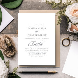 Clásica Invitación de Boda con Caligrafía Chic en 