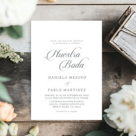 Clásica Invitación de Boda con Caligrafía Chic Nue