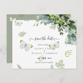 Clásica Invitación de Boda con Follaje Verde Save 