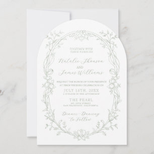 Clásica Invitación de Boda con Foto Arqueada en Ve