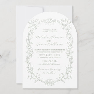 Clásica Invitación de Boda con Foto Arqueada en Ve