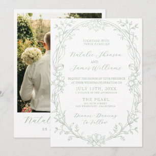 Clásica Invitación de Boda Editable en Verde Salvi
