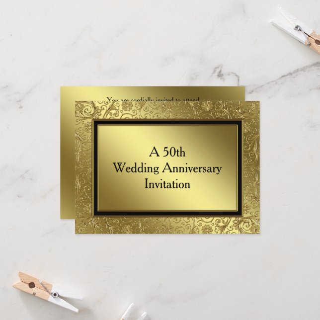 Clásica Invitación de Bodas de Oro 4.5x6.25 (Anverso/Reverso In Situ)