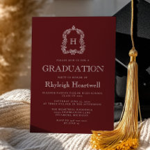 Clásica invitación de graduación con cresta de mon