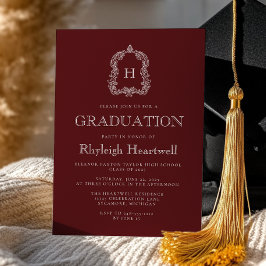 Clásica invitación de graduación con cresta de mon