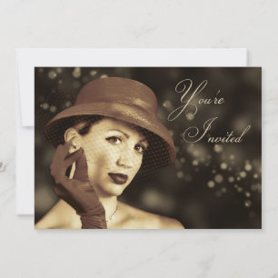 Clásica Invitación multipropósito - Dama vintage
