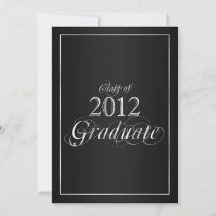 Clásica invitación para graduados en negro y plata