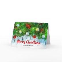 Clásica navidad de cereza con pino tradicional