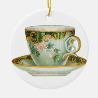 Clásica Navidad Ornamento Cerámico Ronda de Teacup