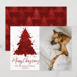 Clásica Navidad Rich Crimson Tree Photo