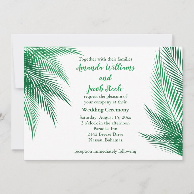Clásica Palm Verde Sale Invitación a la boda (Anverso)
