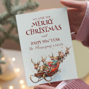 Clásica Santa Sleigh Feliz Navidad