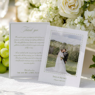 Clásica Tarjeta de Agradecimiento de Boda en Verde